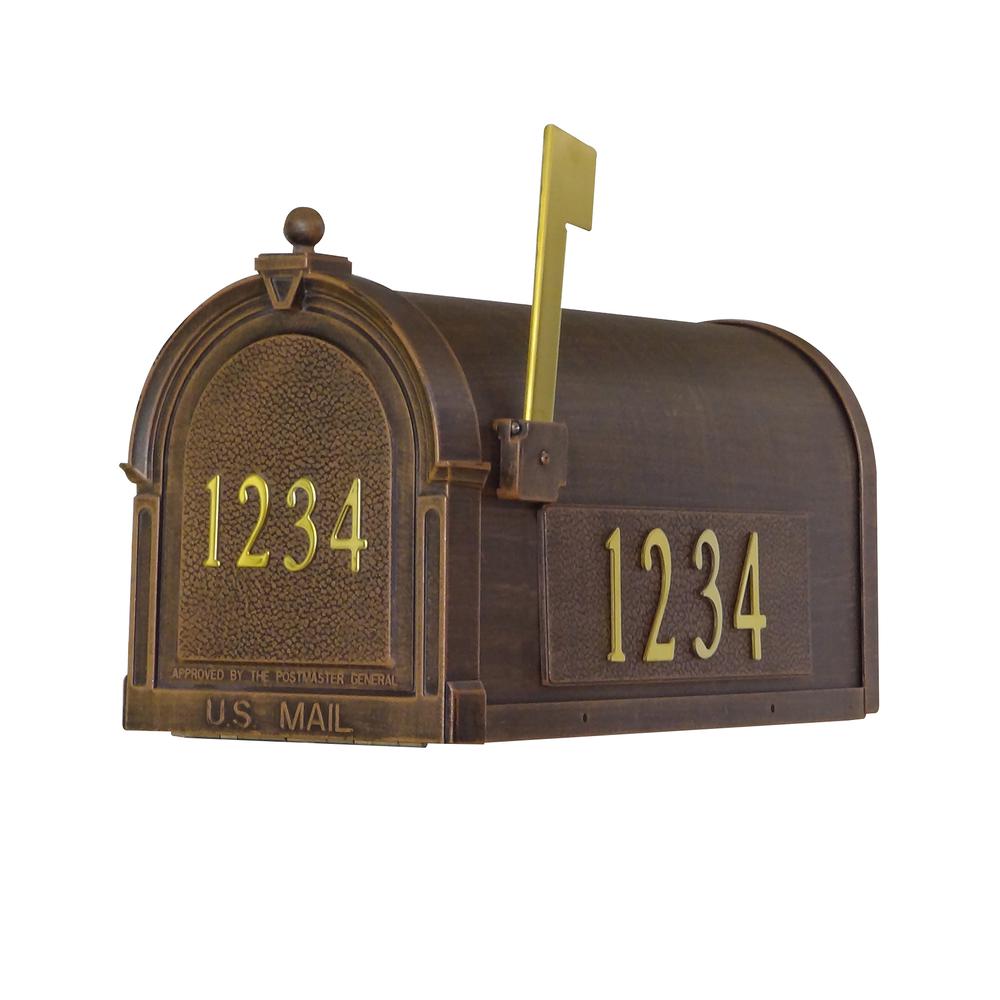 Berkshire Curbside Mailbox with Front and Side Address Numbers and Ashland Mailbox Post. Picture 8
