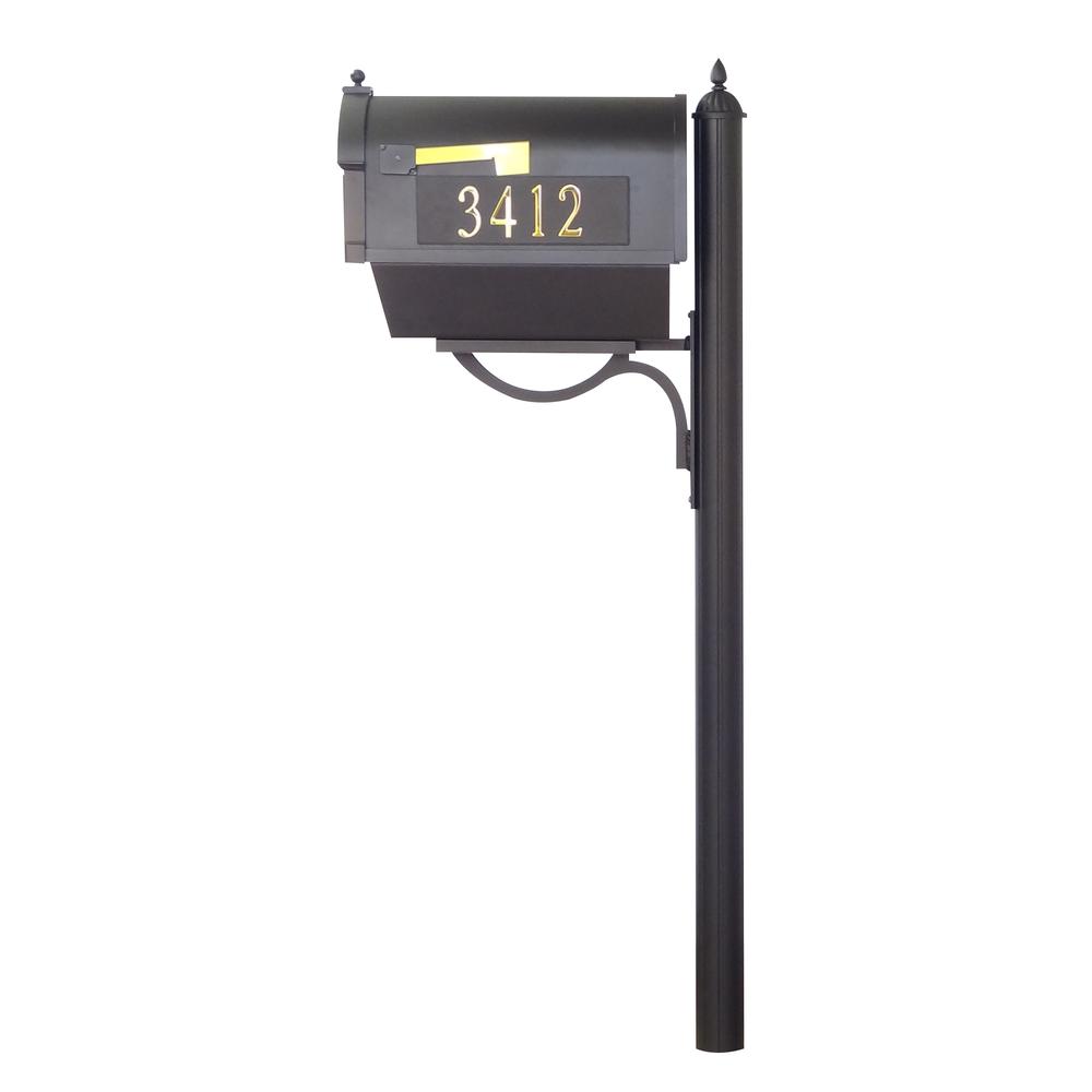 Berkshire Curbside Mailbox with Newspaper Tube, Front and Side Address Numbers, Locking Insert and Richland Mailbox Post. Picture 4