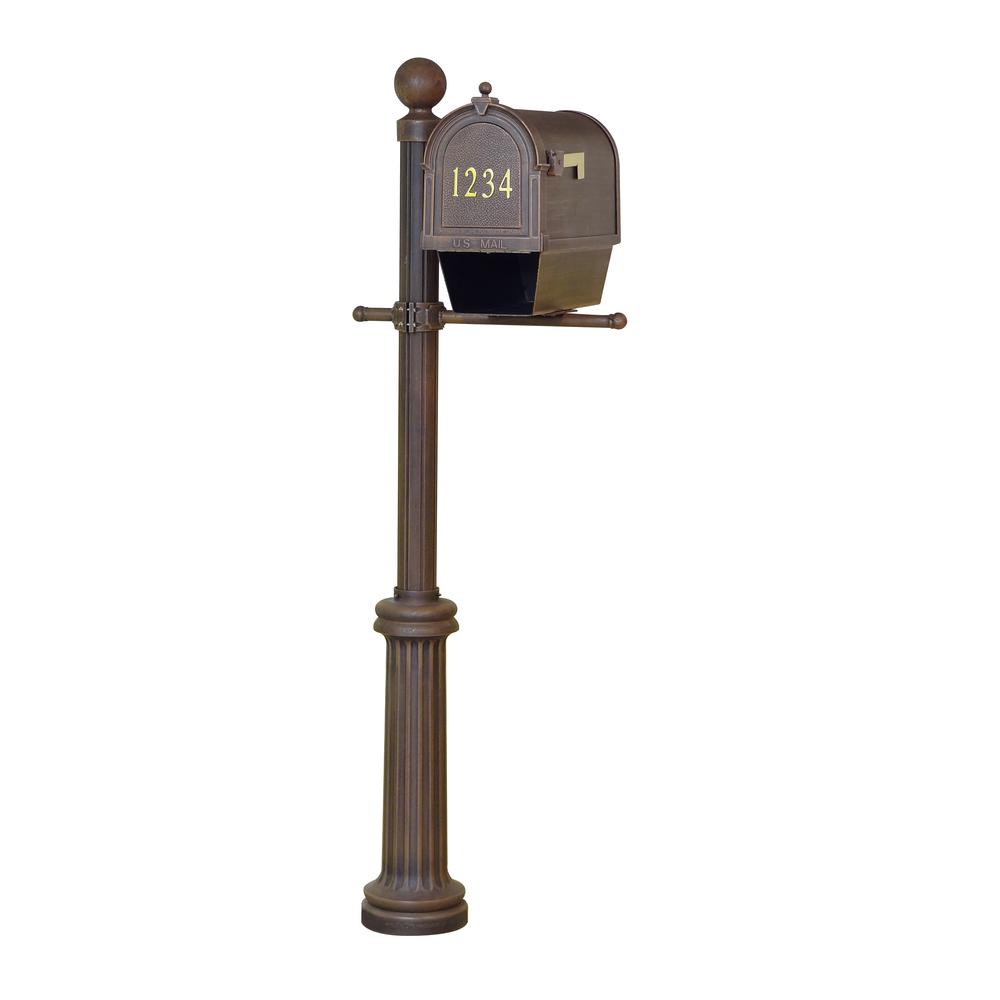 Berkshire Curbside Mailbox with Newspaper Tube, Front Address Numbers, Locking Insert and Fresno Mailbox Post. Picture 2