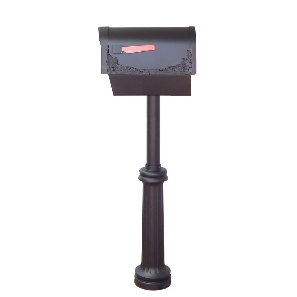 Floral Curbside Mailbox with Newspaper Tube, Locking Insert and Bradford Mailbox Post. Picture 4