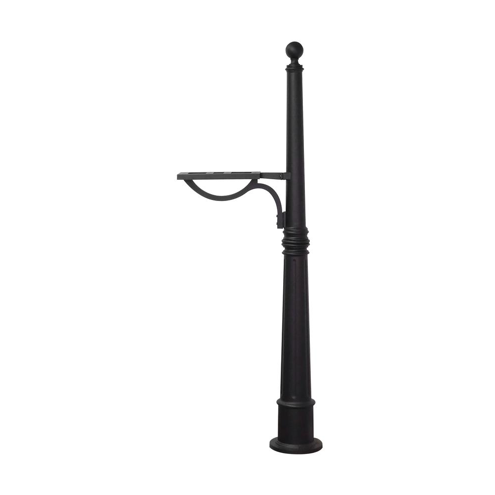 SPK-600-BLK Ashland Decorative Aluminum Durable Mailbox Post with Ball Topper, Base and Mounting Bracket. Picture 2