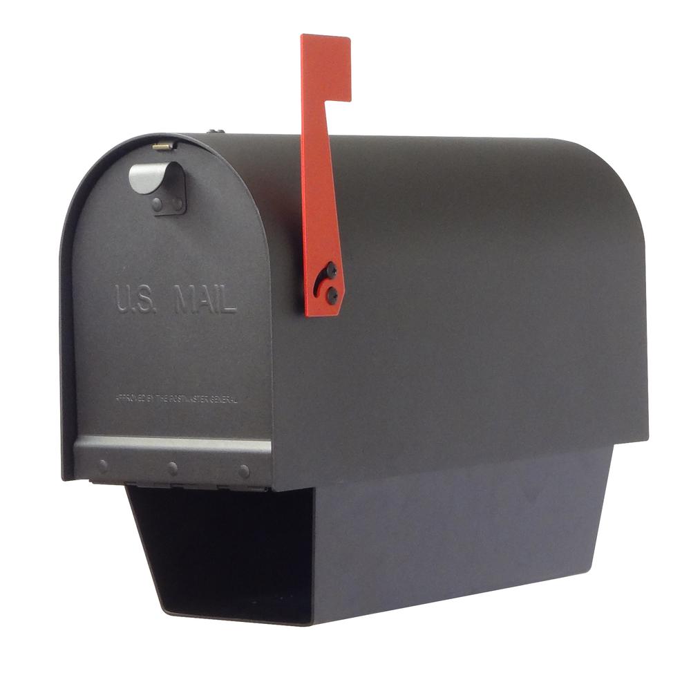 Titan Steel Curbside Mailbox with Newspaper Tube and Springfield Mailbox Post with Base. Picture 6