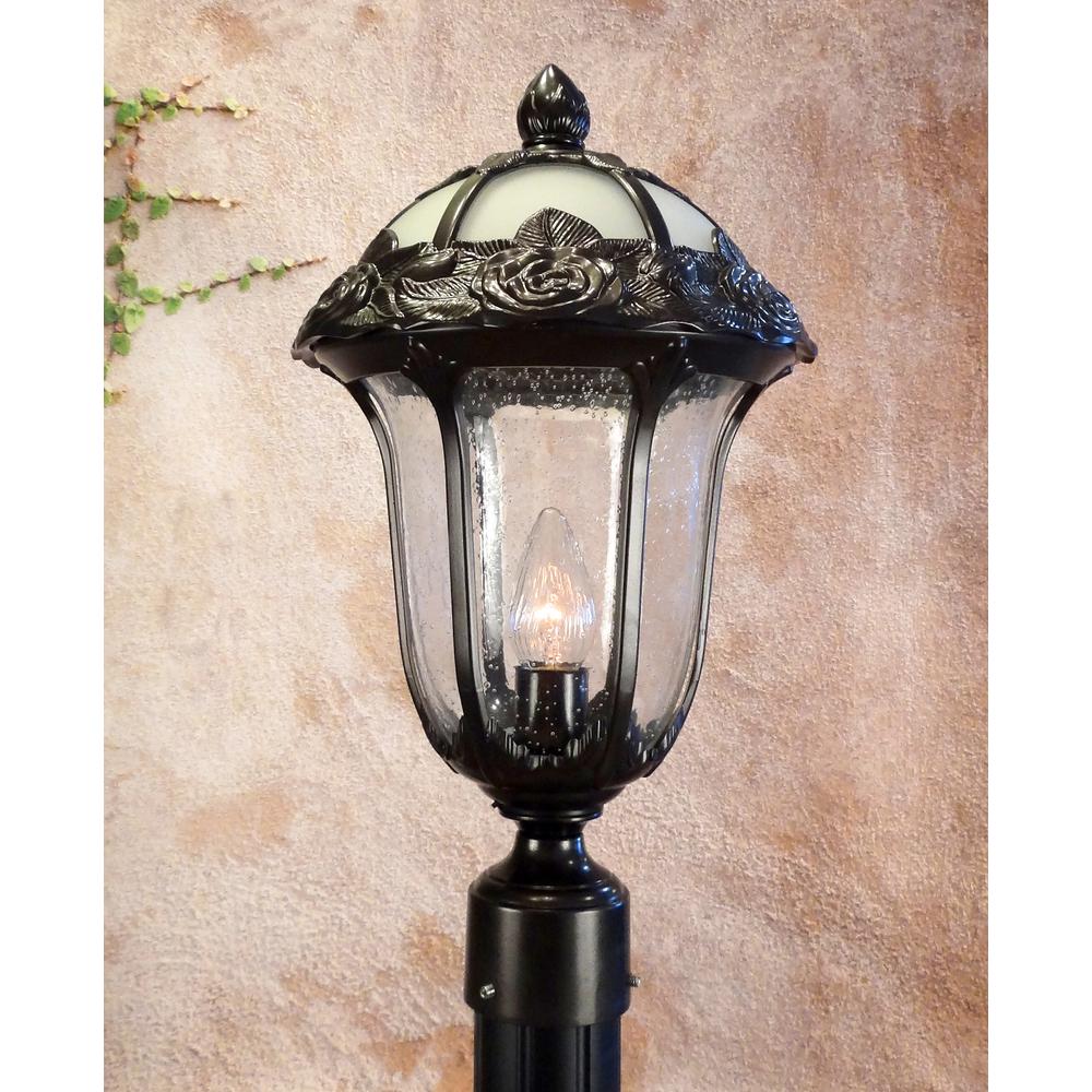 Rose Garden F-2710-ORB-SG Medium Post Mount Light with Seedy Glass. Picture 2
