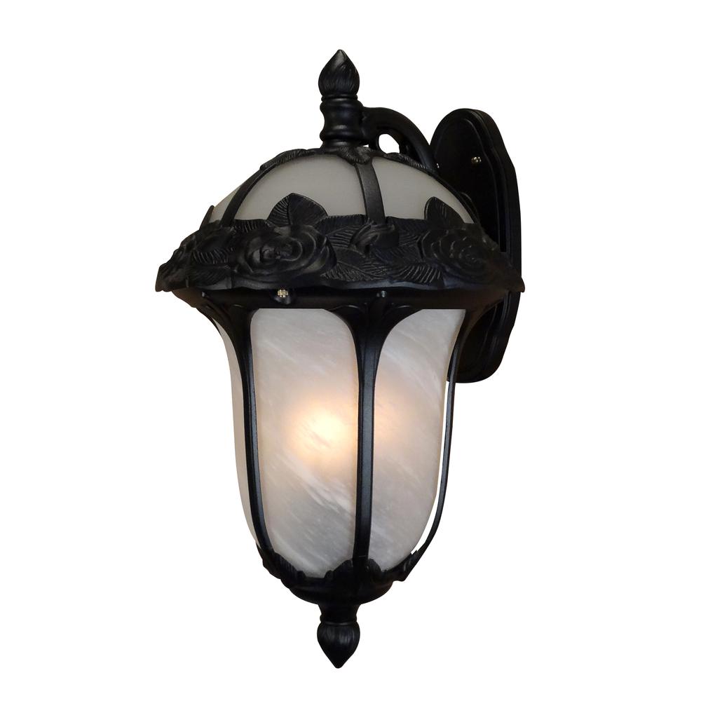 Rose Garden F-3711-BLK-AB Large Top Mount Light with Alabaster Glass. Picture 1
