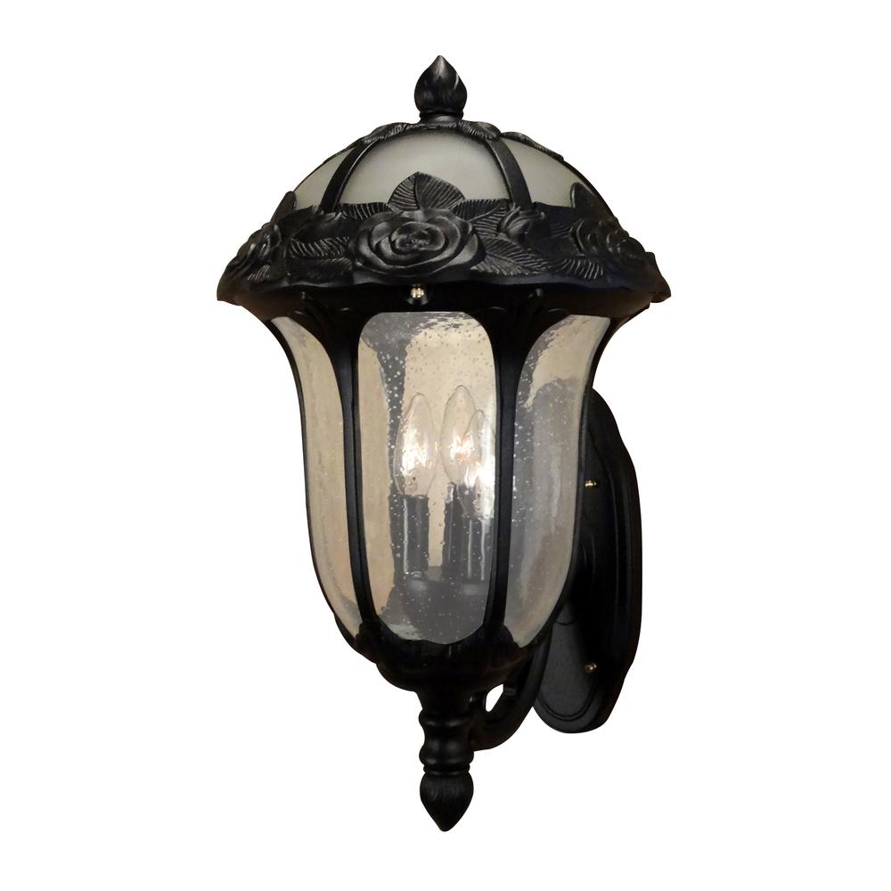 Rose Garden F-3717-BLK-SG  Large Bottom Mount Light with Seedy Glass. Picture 1