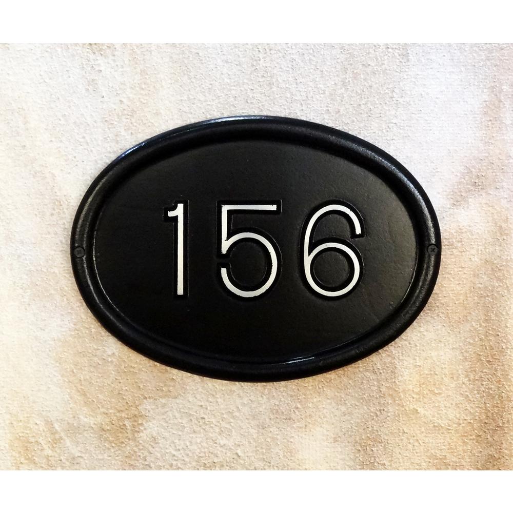 Contemporary Cast Aluminum Address Plaque with Brushed Aluminum Numbers - Times Font. Picture 1