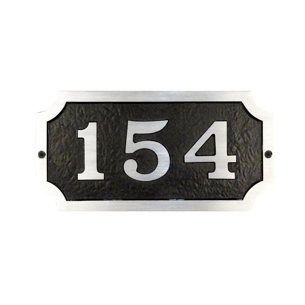 Traditional Cast Aluminum Address Plaque with Brushed Aluminum Numbers - Bold Italic Font. Picture 3