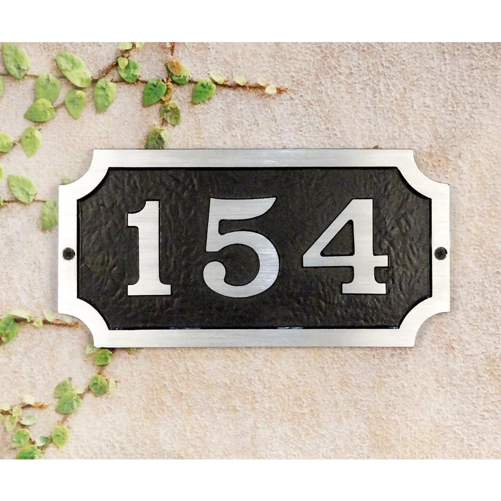 Traditional Cast Aluminum Address Plaque with Brushed Aluminum Numbers - Bold Italic Font. Picture 2