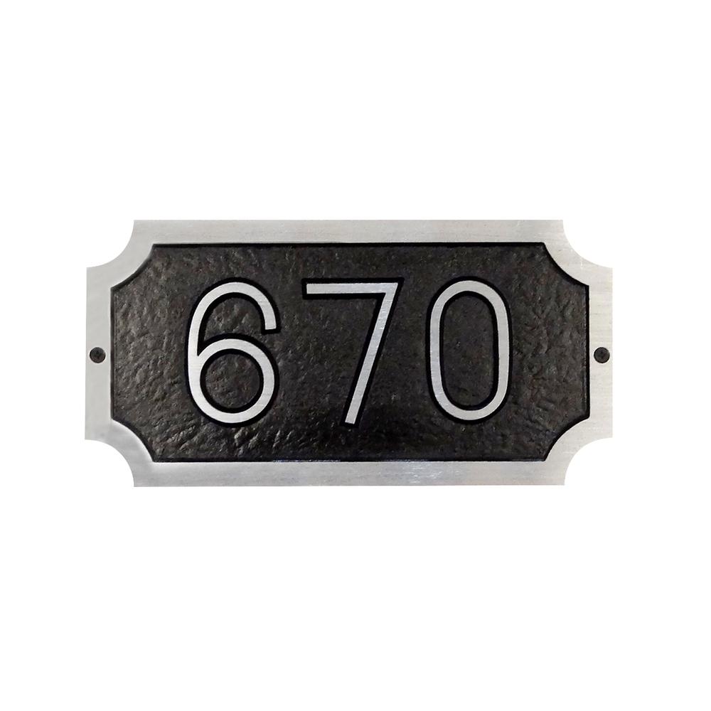 Traditional Cast Aluminum Address Plaque with Brushed Aluminum Numbers - Times Font. Picture 2