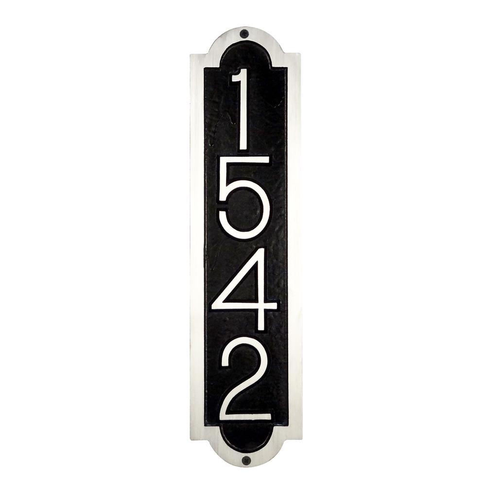 Hampton Cast Aluminum Address Plaque with Brushed Aluminum Numbers - Times Font. Picture 2