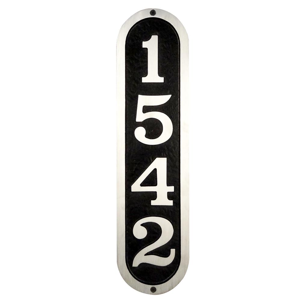 Ventena Cast Aluminum Address Plaque with Brushed Aluminum Numbers - Bold Italic Font. Picture 2