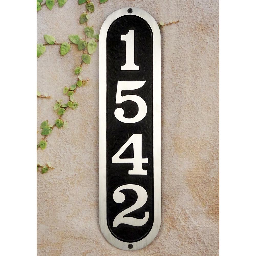 Ventena Cast Aluminum Address Plaque with Brushed Aluminum Numbers - Bold Italic Font. Picture 1