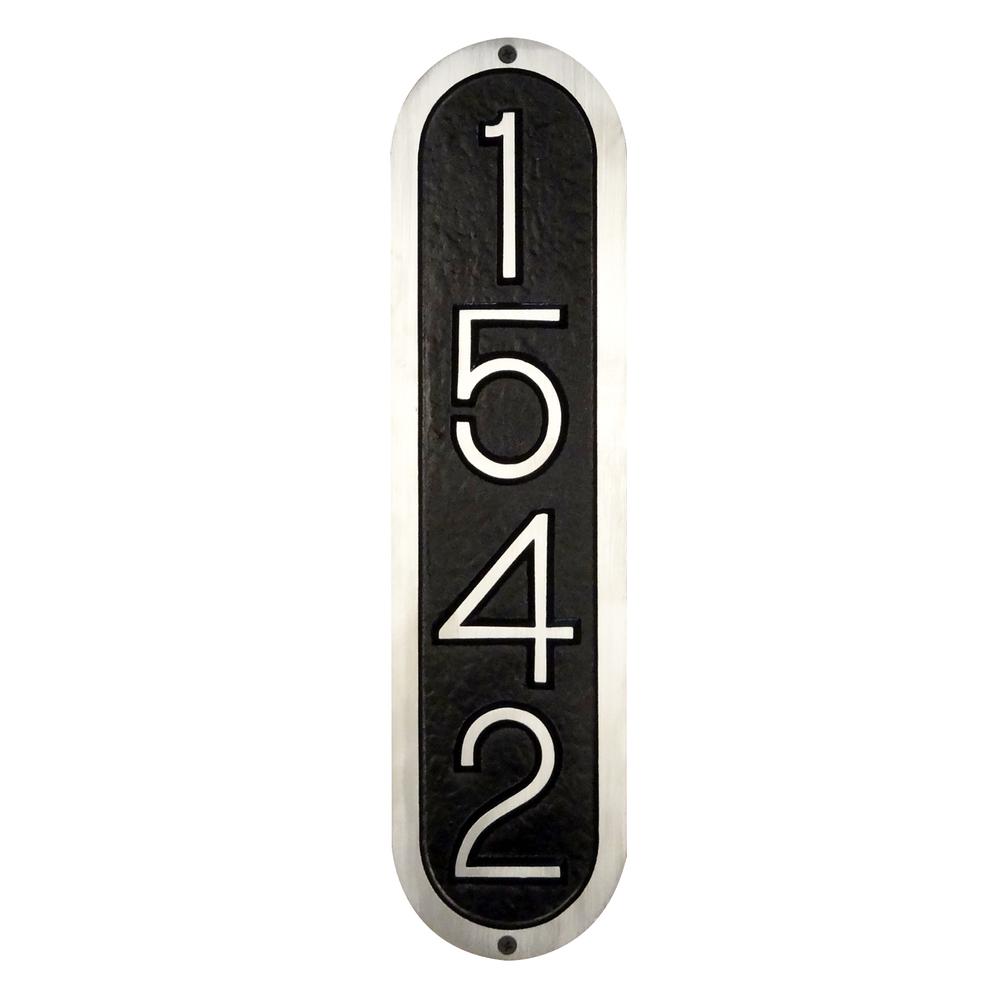 Ventena Cast Aluminum Address Plaque with Brushed Aluminum Numbers - Times Font. Picture 3