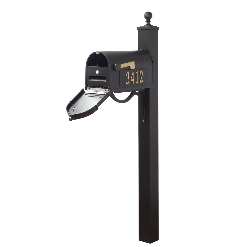 Berkshire Curbside Mailbox with Front and Side Address Numbers, Locking Insert and Springfield Mailbox Post. Picture 1