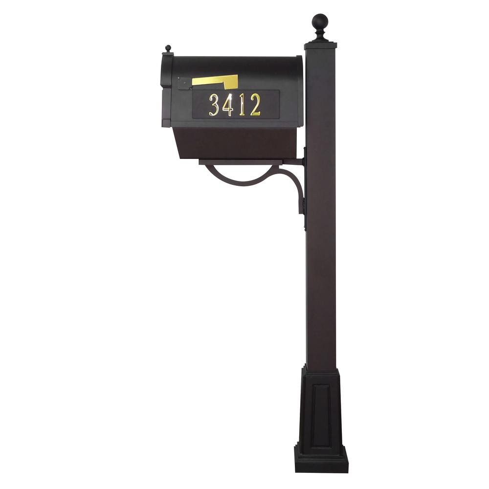 Berkshire Curbside Mailbox with Front and Side Numbers, Newspaper Tube and Springfield Mailbox Post with Base. Picture 4
