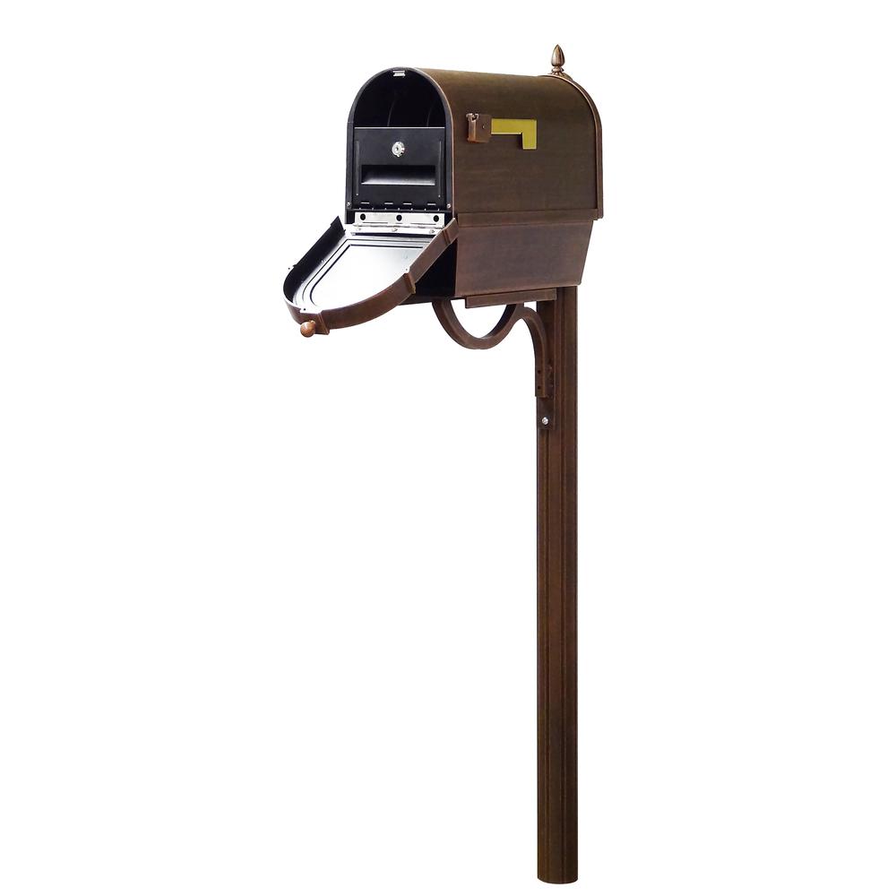 Berkshire Curbside Mailbox with Newspaper Tube, Front Address Numbers, Locking Insert and Richland Mailbox Post. Picture 1