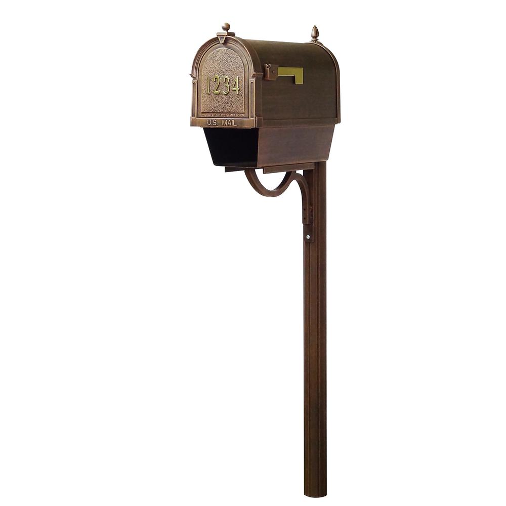Berkshire Curbside Mailbox with Newspaper Tube, Front Address Numbers, Locking Insert and Richland Mailbox Post. Picture 2