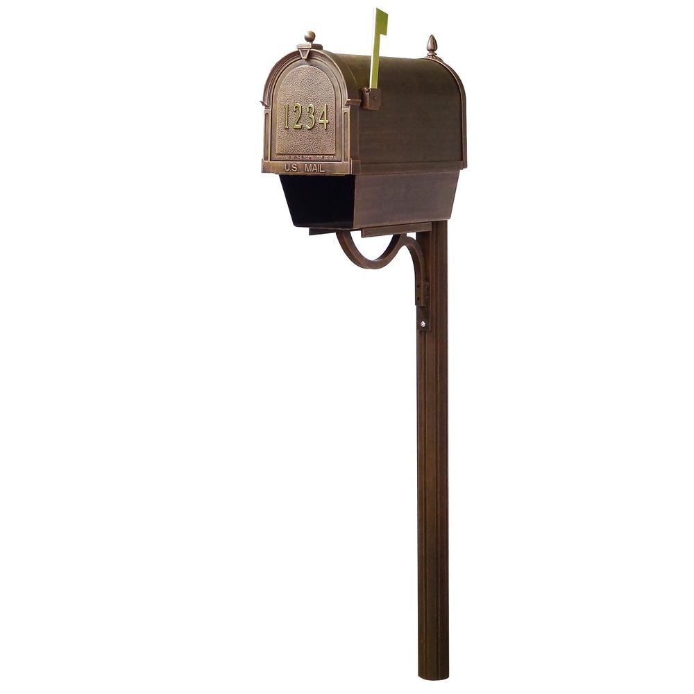 Berkshire Curbside Mailbox with Newspaper Tube, Front Address Numbers, Locking Insert and Richland Mailbox Post. Picture 3