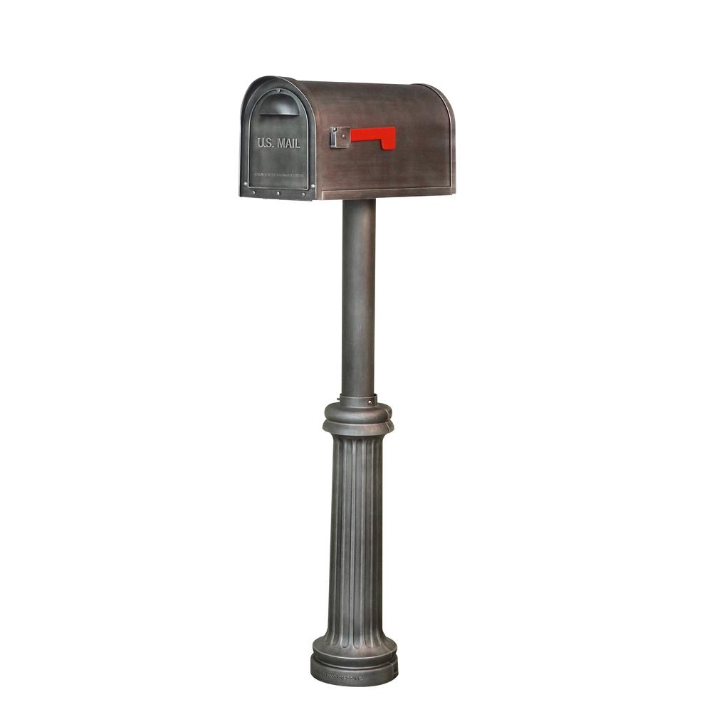 Classic Curbside Mailbox and Bradford Direct Burial Top Mount Mailbox Post Decorative Aluminum. Picture 1