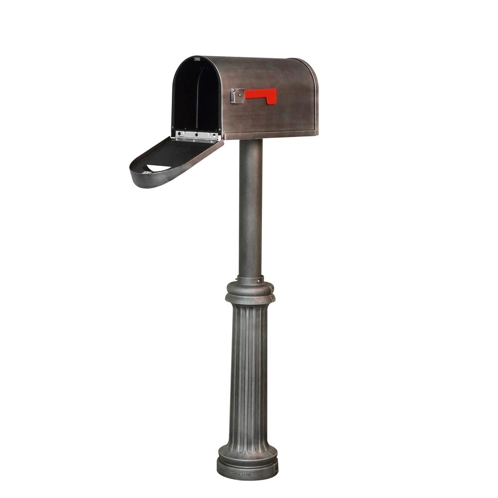 Classic Curbside Mailbox and Bradford Direct Burial Top Mount Mailbox Post Decorative Aluminum. Picture 3
