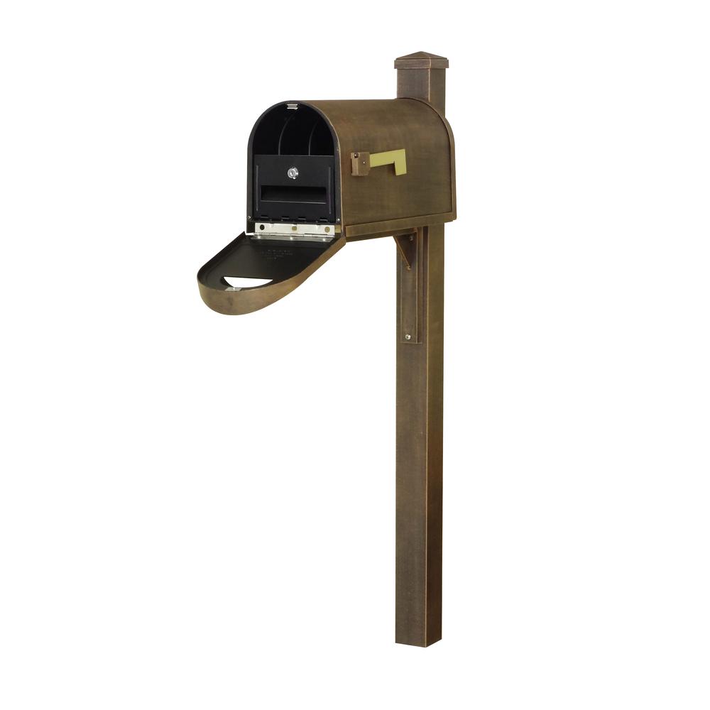 Classic Curbside Mailbox wtih Locking Insert and Wellington Direct Burial Mailbox Post Smooth. Picture 1