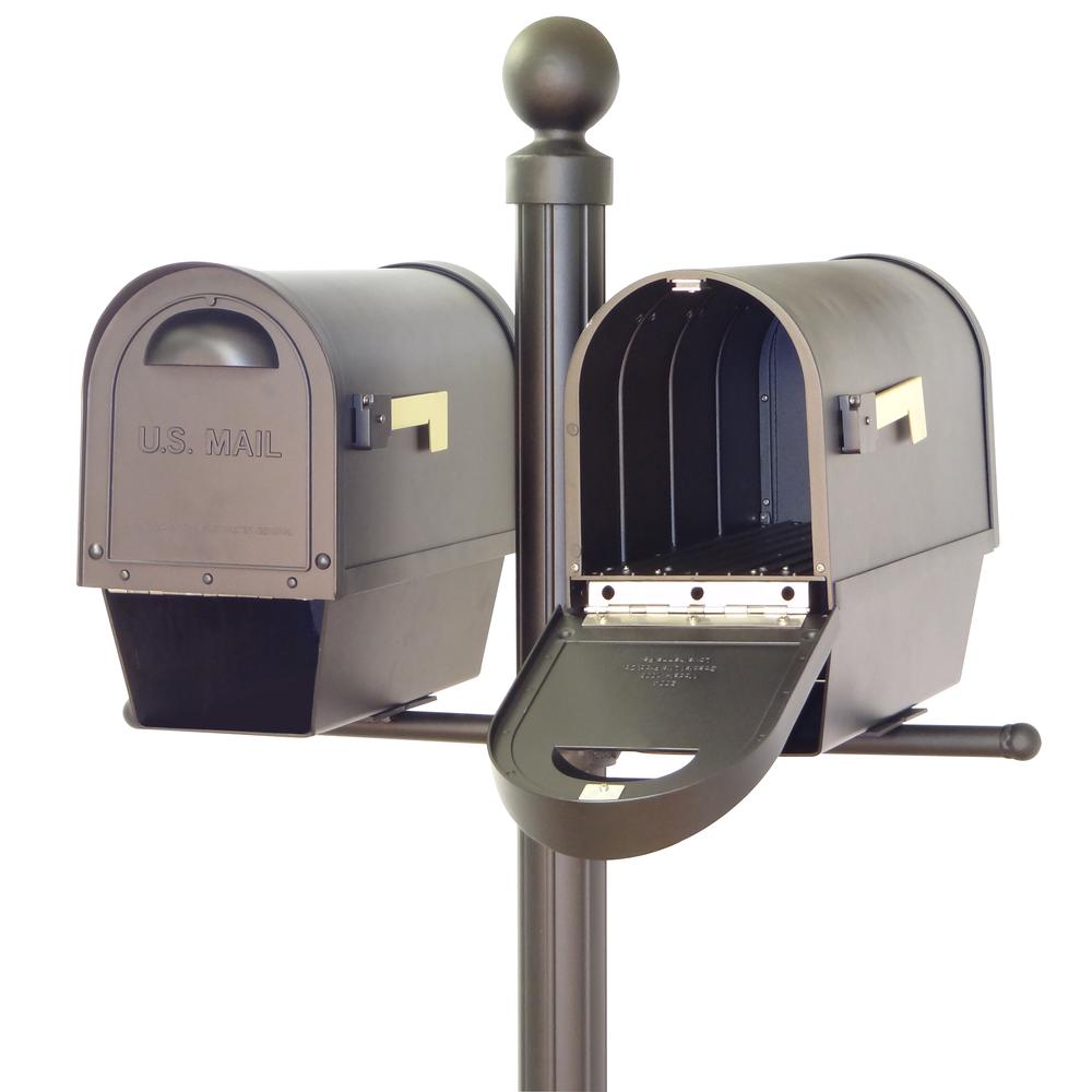 Classic Curbside Mailboxes with Newspaper Tube and Fresno Double Mount Mailbox Post. Picture 4