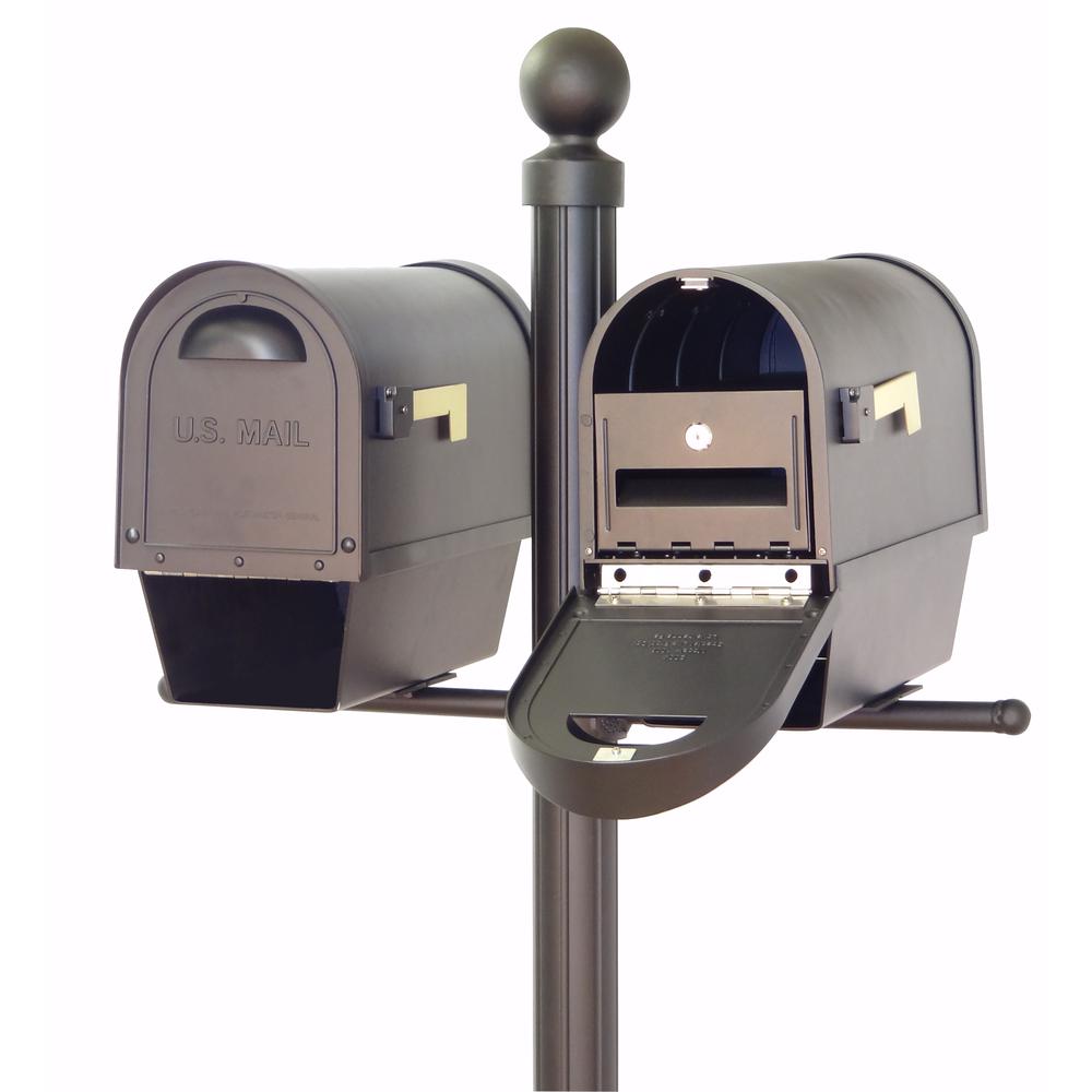 Classic Curbside Mailboxes with Newspaper Tube, Locking Inserts and Fresno Double Mount Mailbox Post. Picture 5