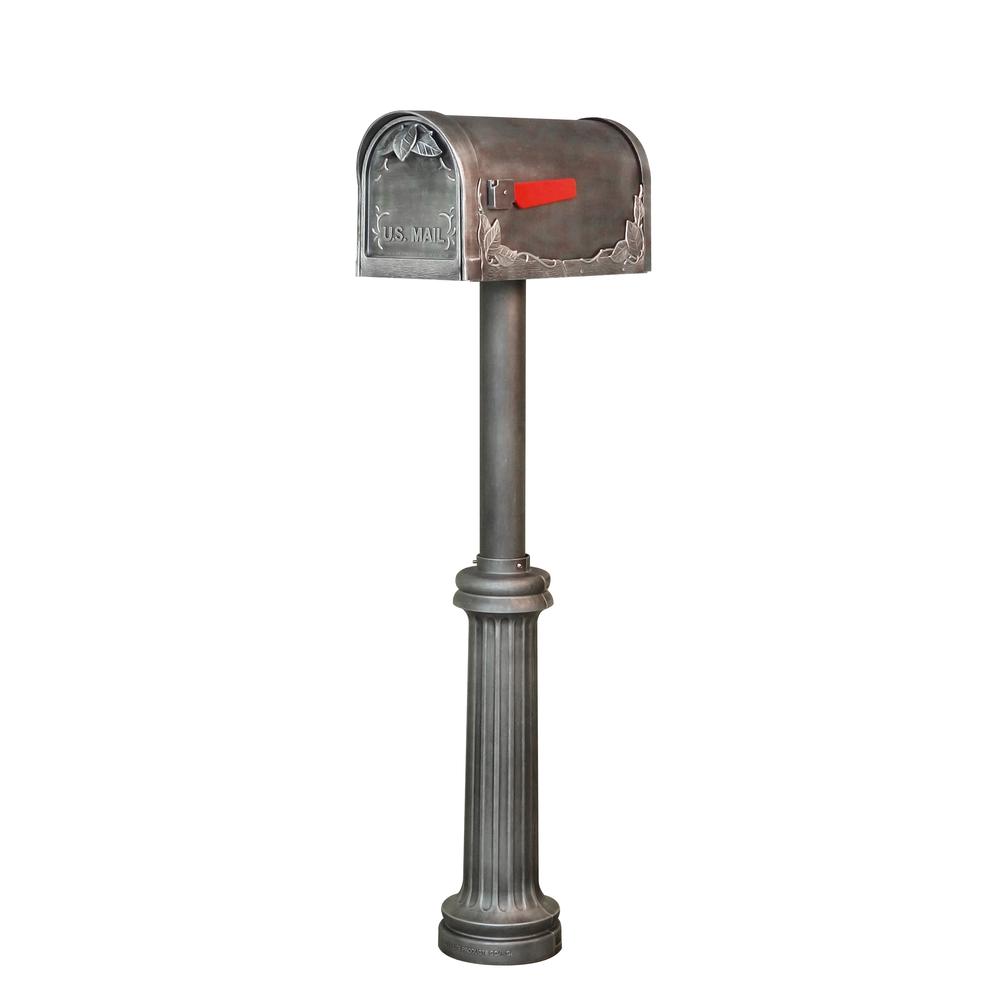Floral Curbside Mailbox Bradford Direct Burial Top Mount Mailbox Post Decorative Aluminum. Picture 1