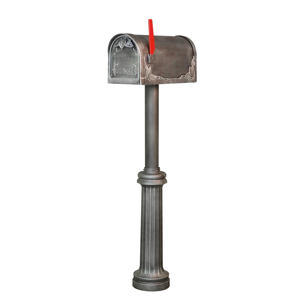 Floral Curbside Mailbox Bradford Direct Burial Top Mount Mailbox Post Decorative Aluminum. Picture 2