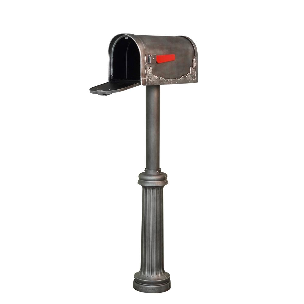 Floral Curbside Mailbox Bradford Direct Burial Top Mount Mailbox Post Decorative Aluminum. Picture 3