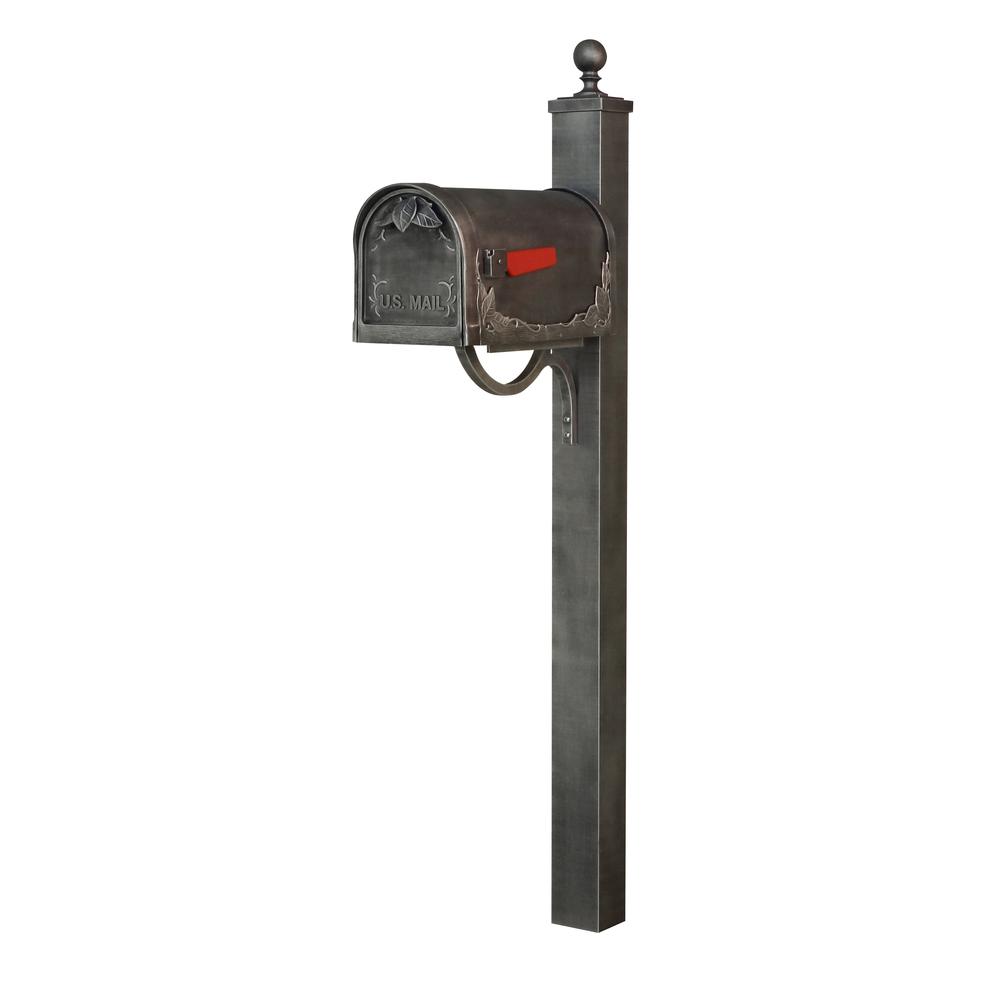 Floral Curbside Mailbox and Springfield Direct Burial Mailbox Post Smooth Square. Picture 1