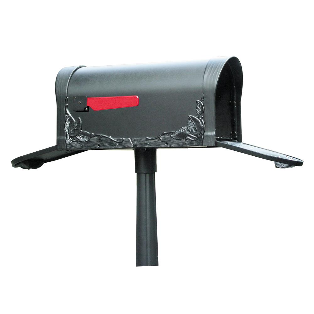 SCF-1003-TD-BLK Floral Curbside Mailbox with Two Doors. Picture 1