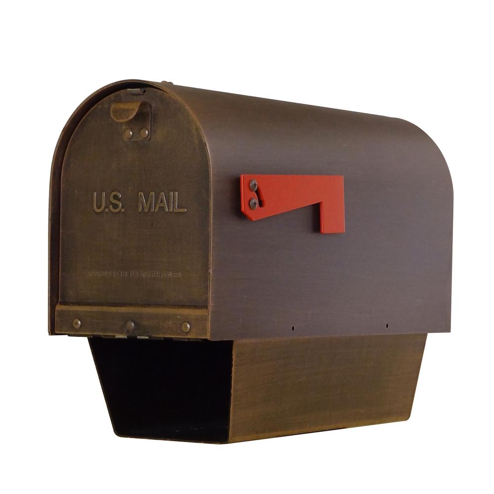 Titan Steel Curbside Mailbox with Paper Tube and Richland Mailbox Post - Copper. Picture 7