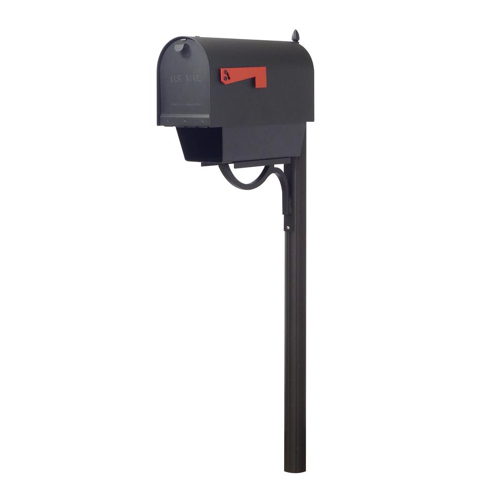 Titan Steel Curbside Mailbox with Paper Tube and Richland Mailbox Post - Black. Picture 1