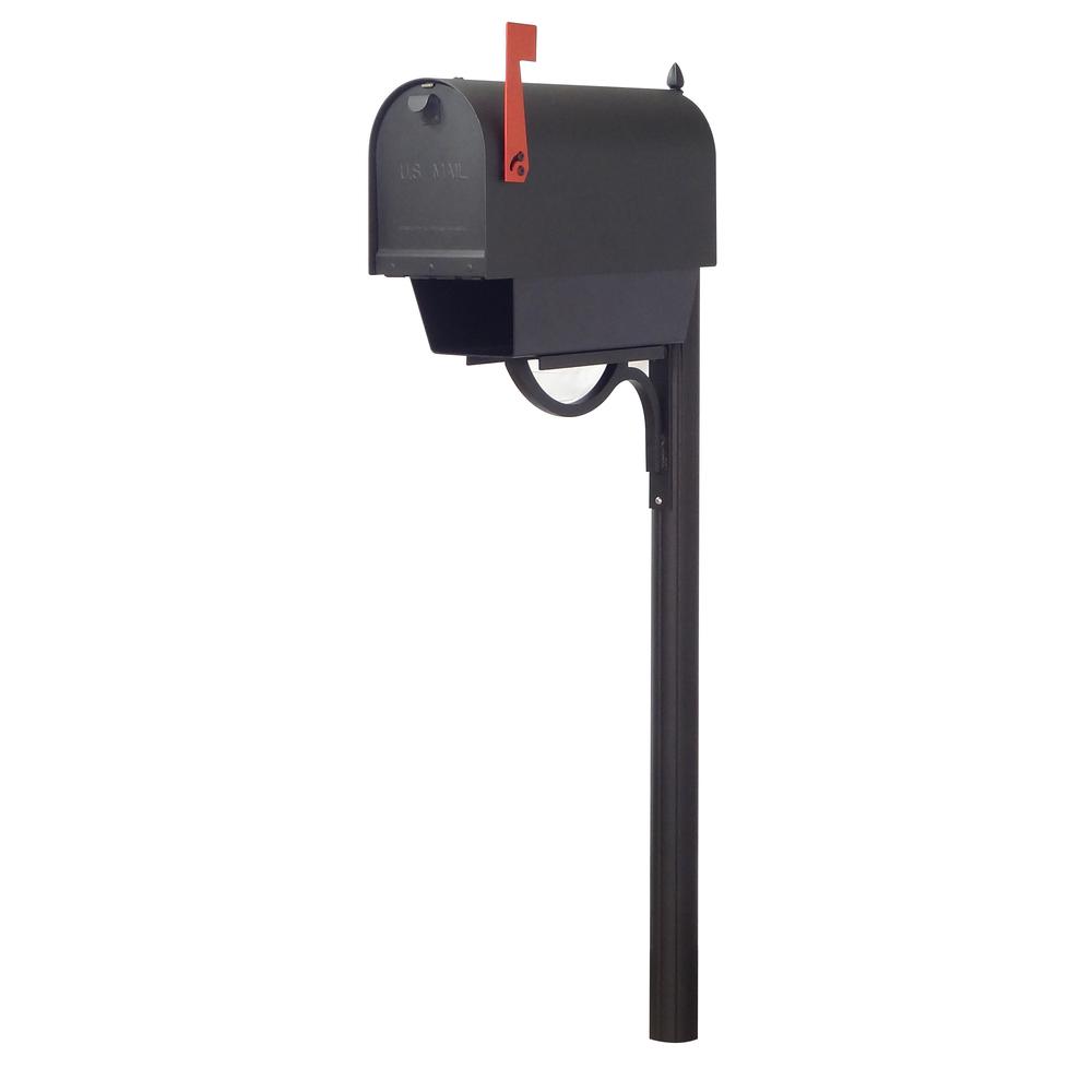 Titan Steel Curbside Mailbox with Paper Tube and Richland Mailbox Post - Black. Picture 2