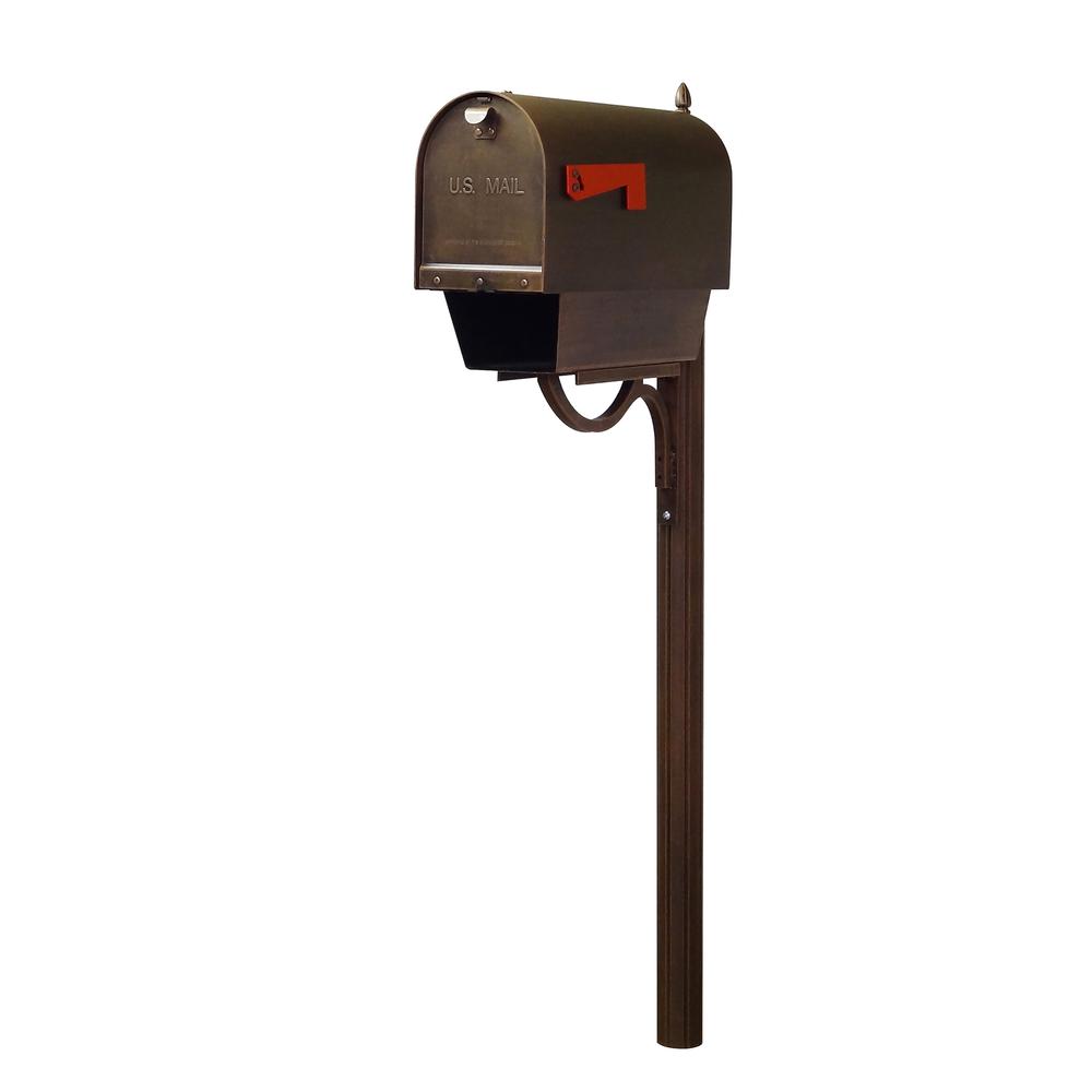 Titan Steel Curbside Mailbox with Paper Tube and Richland Mailbox Post - Copper. Picture 1