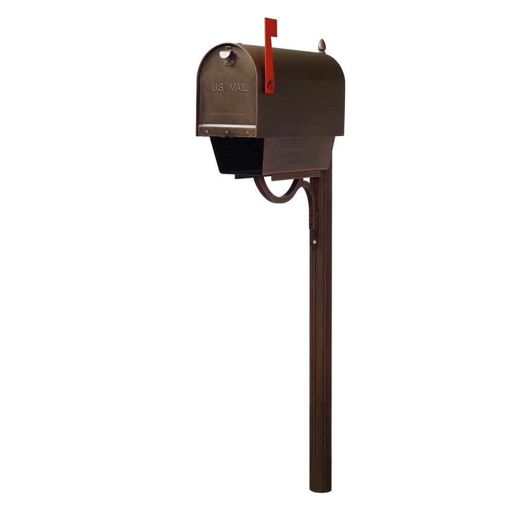 Titan Steel Curbside Mailbox with Paper Tube and Richland Mailbox Post - Copper. Picture 2