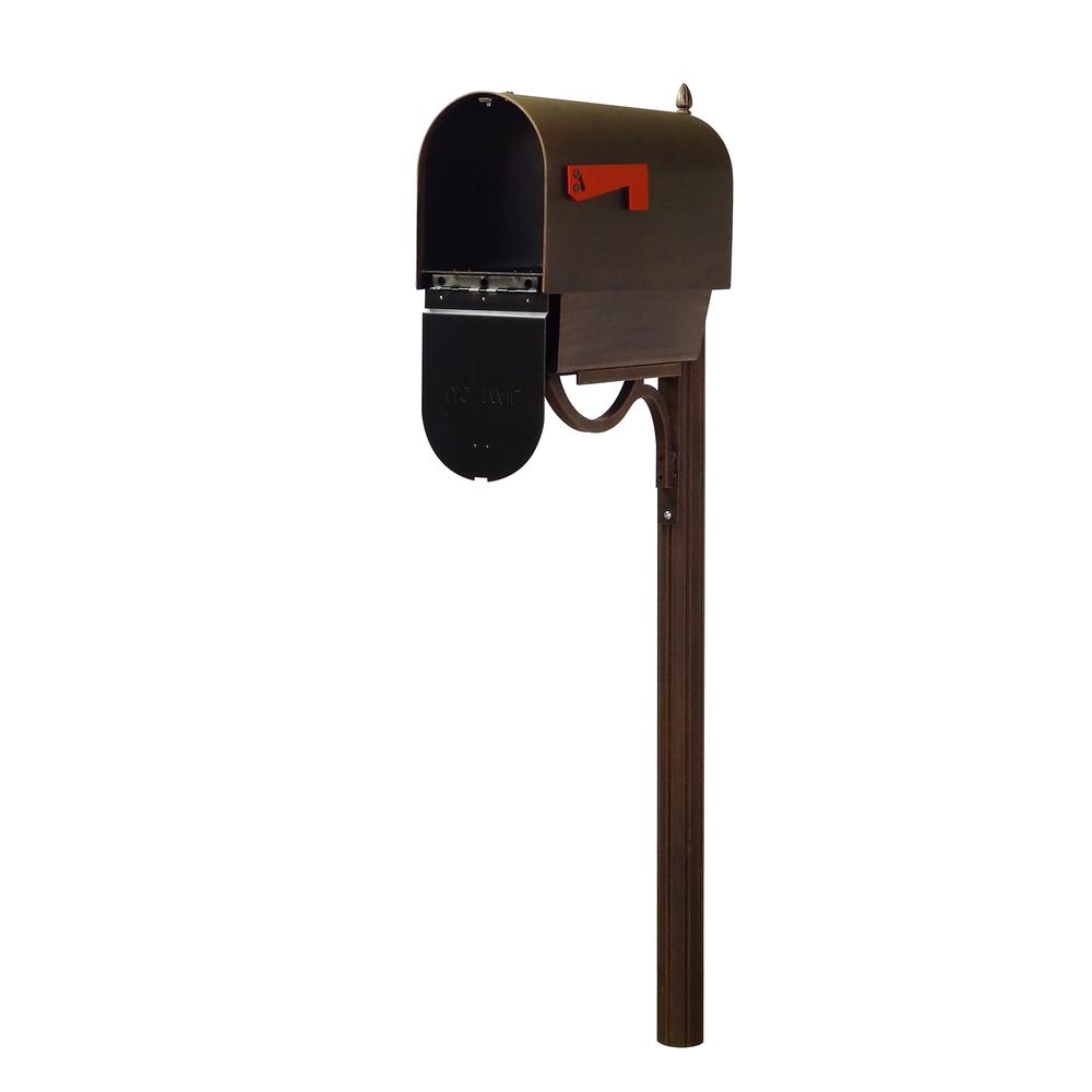 Titan Steel Curbside Mailbox with Paper Tube and Richland Mailbox Post - Copper. Picture 3