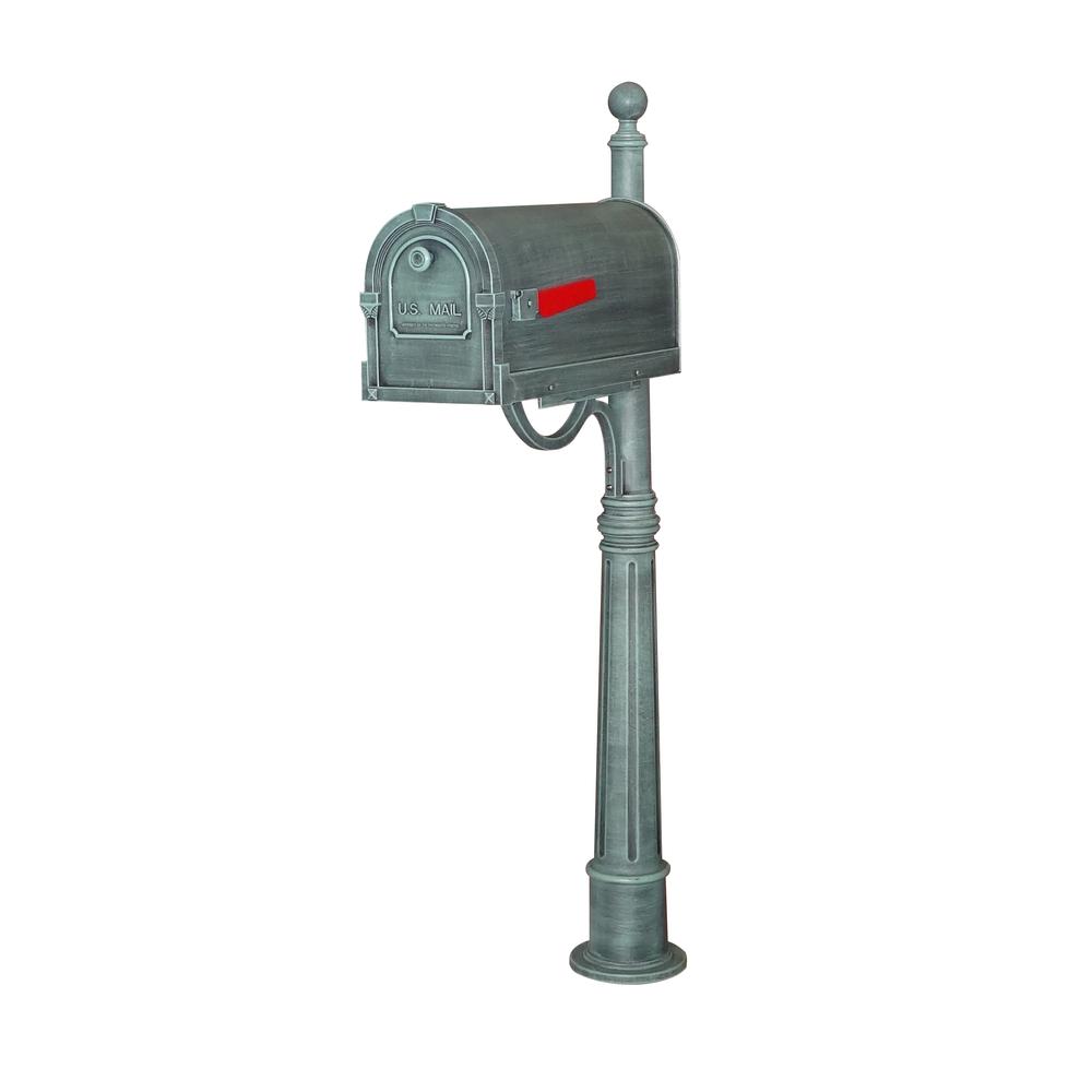 Savannah Curbside Mailbox and Ashland Decorative Aluminum Durable Mailbox Post with Ball Topper. Picture 1