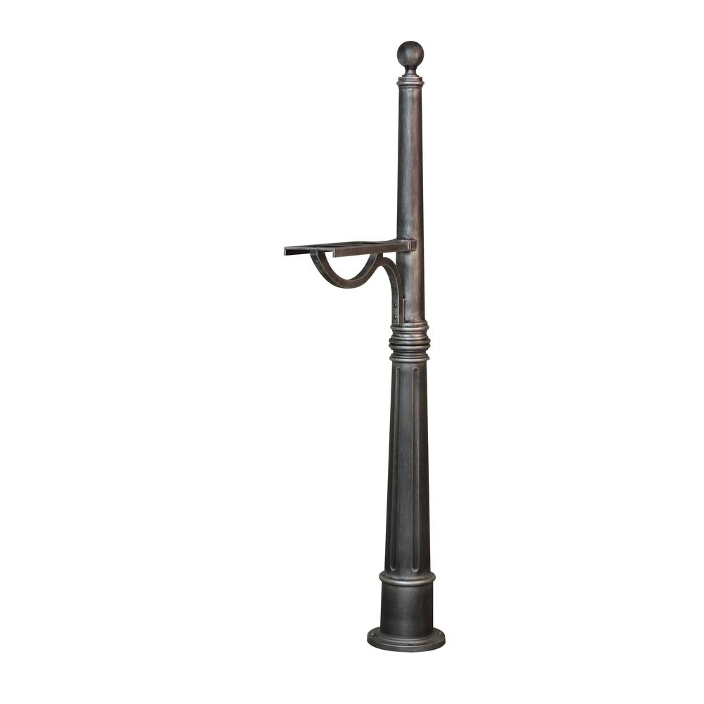 SPK-600-SW Ashland Decorative Aluminum Durable Mailbox Post with Ball Topper, Base and Mounting Bracket. Picture 1