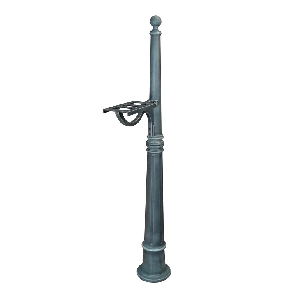 SPK-600-VG Ashland Decorative Aluminum Durable Mailbox Post with Ball Topper, Base and Mounting Bracket. Picture 1