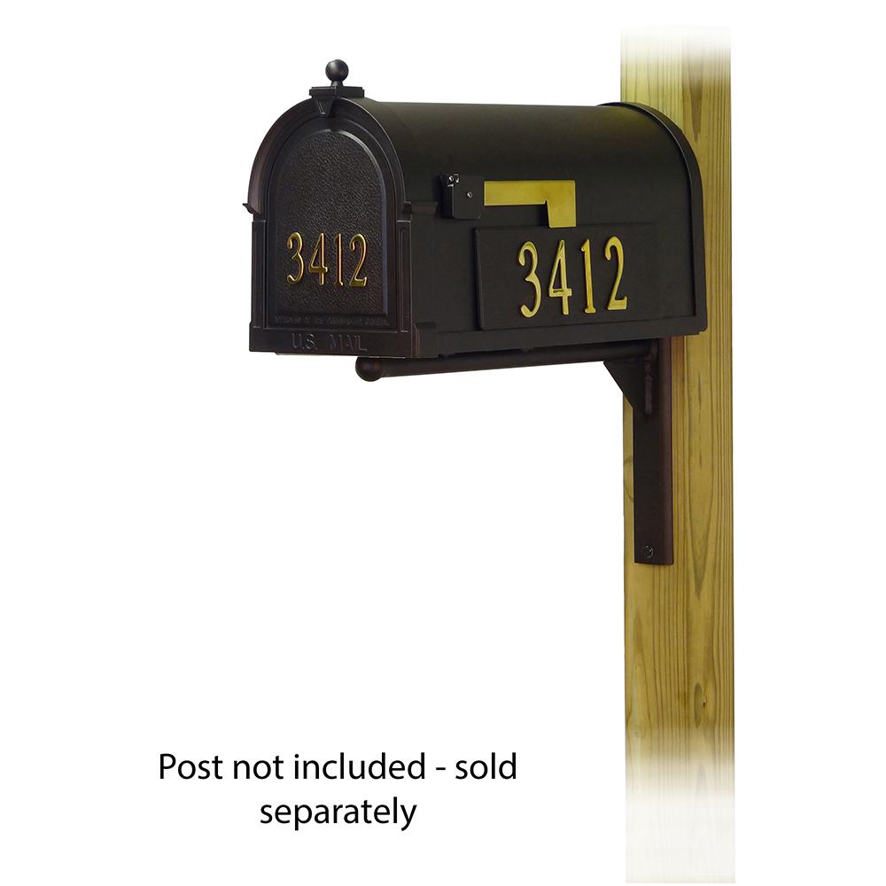 Berkshire Curbside Mailbox with Front and Side Address Numbers and Ashley front single mailbox mounting bracket. Picture 1