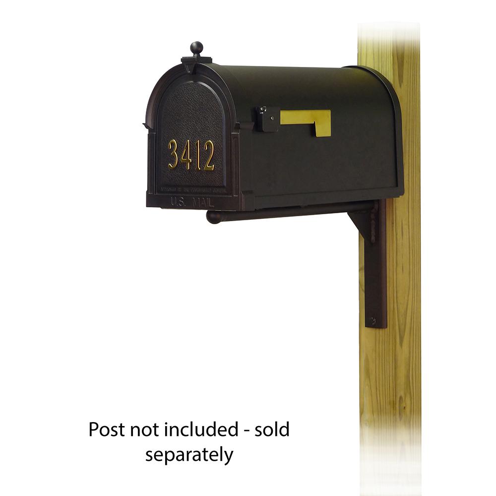 Berkshire Curbside Mailbox with  Front Address Numbers and Ashley front single mailbox mounting bracket. Picture 1