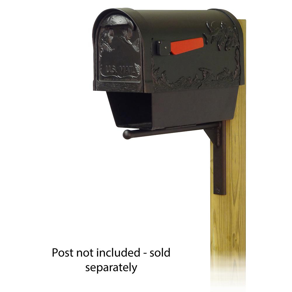 Hummingbird Curbside Mailbox with Newspaper tube and Ashley front single mailbox mounting bracket. Picture 1