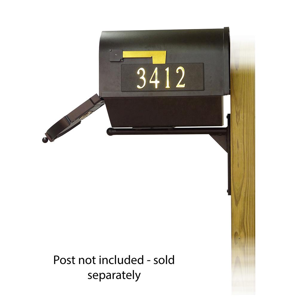 Berkshire Curbside Mailbox with Front and Side Address Numbers, Newspaper tube and Ashley front single mailbox mounting bracket. Picture 4