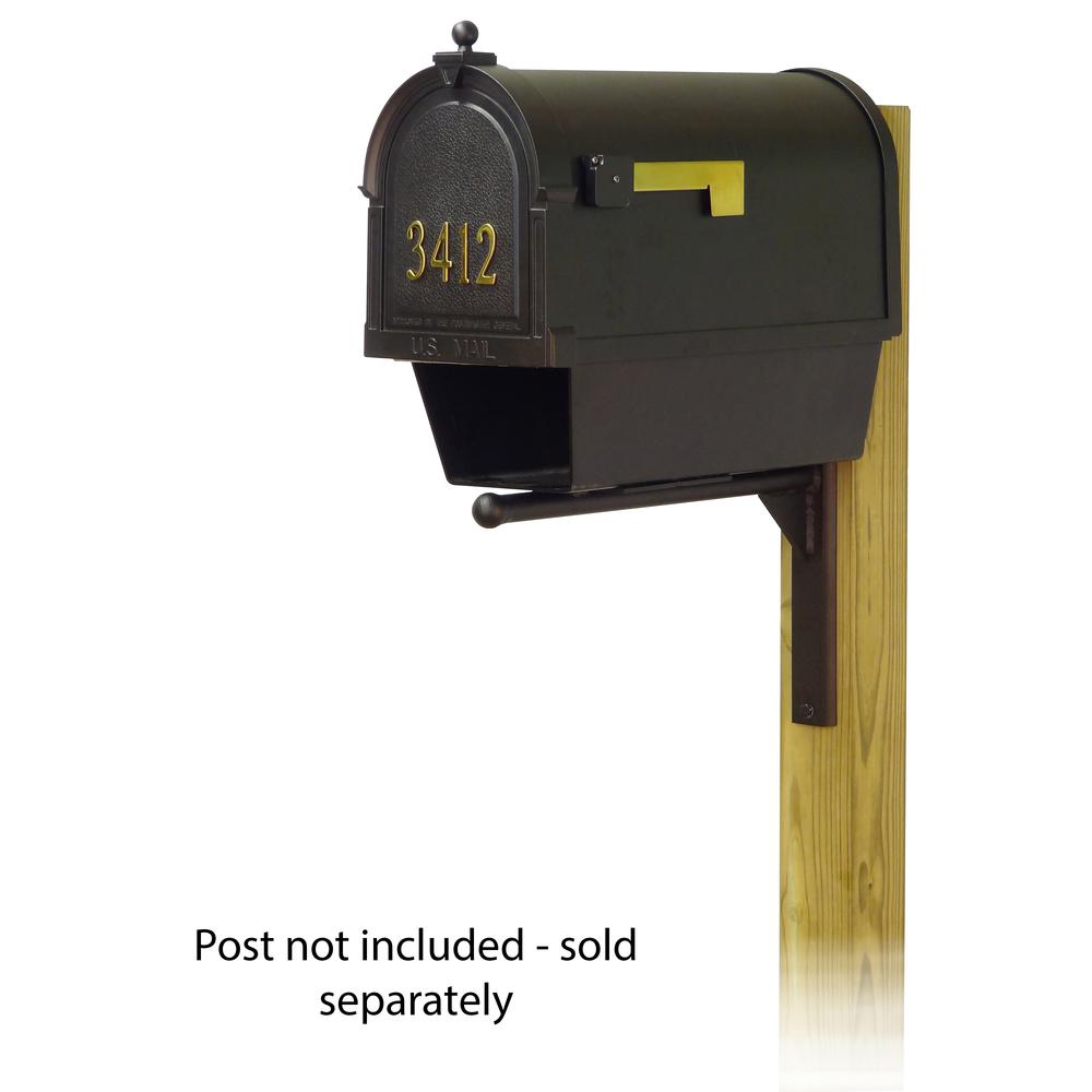 Berkshire Curbside Mailbox with Front Address Numbers, Newspaper tube and Ashley front single mailbox mounting bracket. Picture 1