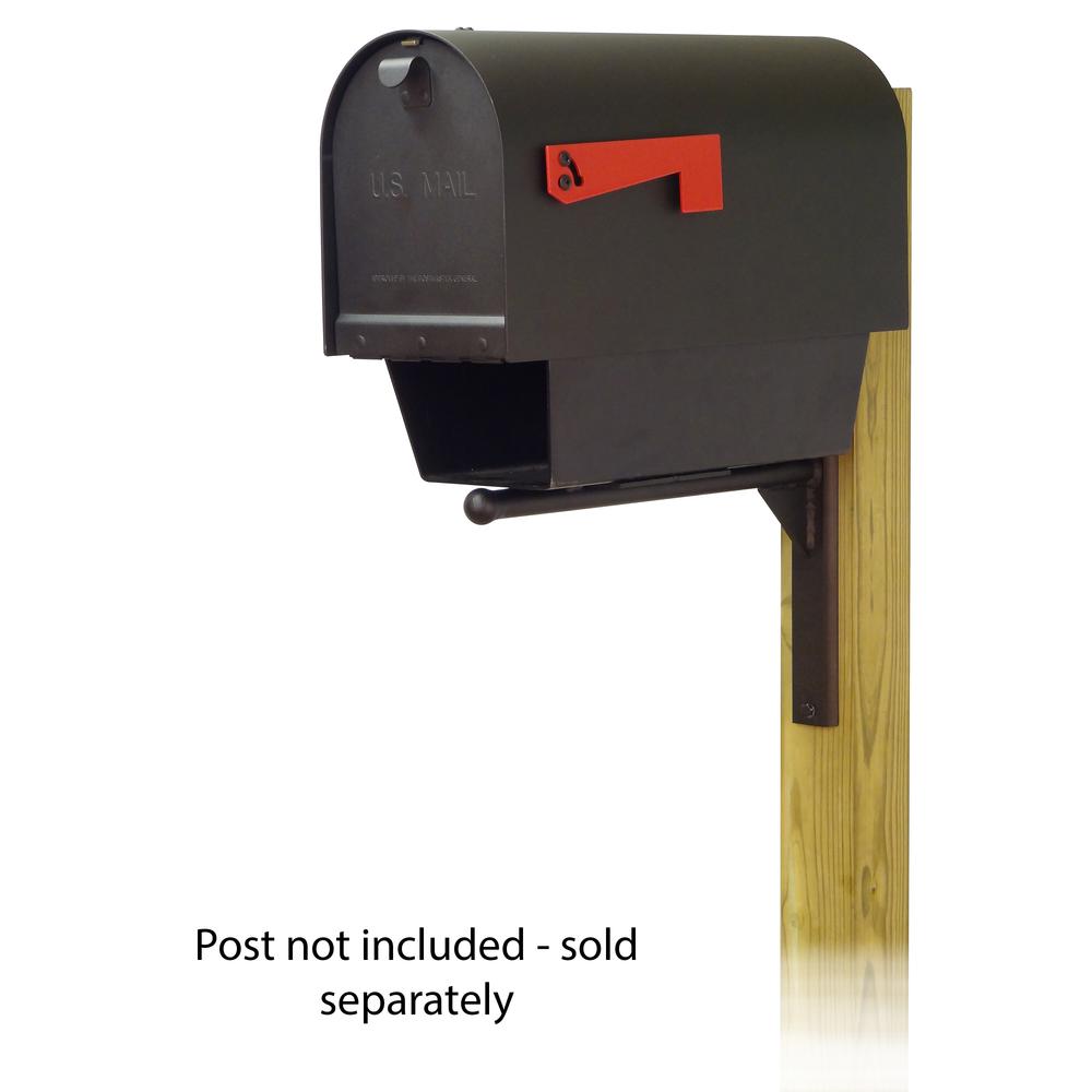 Titan Aluminum Curbside Mailbox with Newspaper tube and Ashley front single mailbox mounting bracket. Picture 1