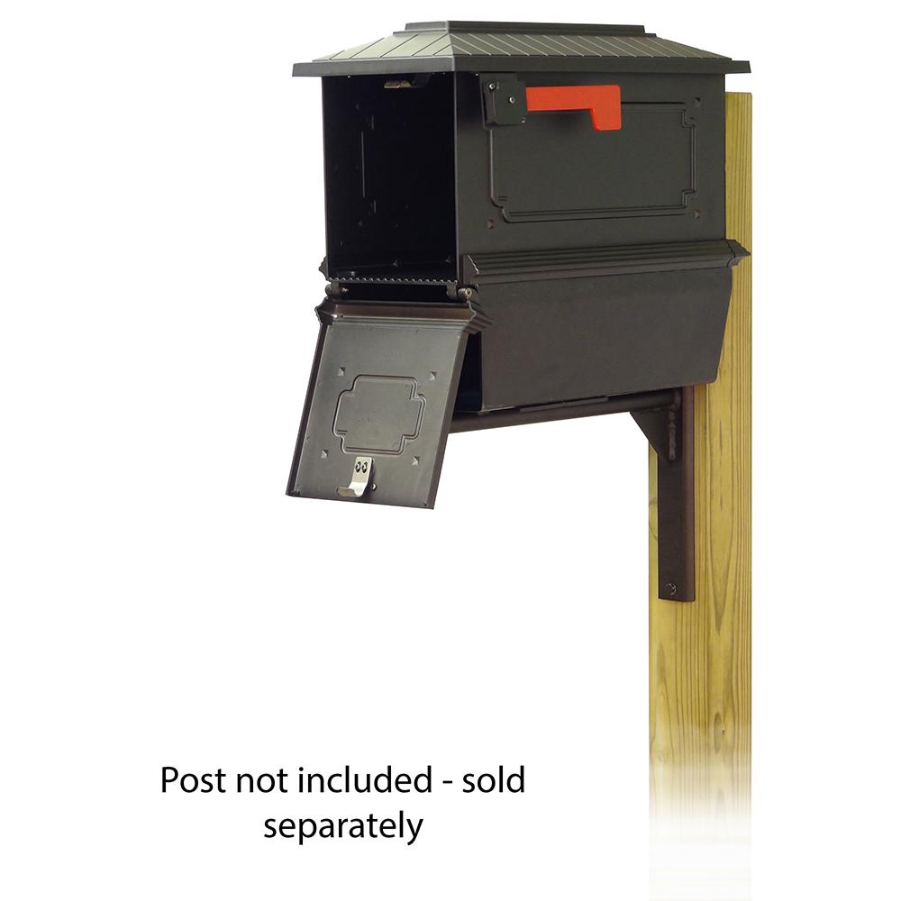Kingston Curbside Mailbox with Newspaper tube and Ashley front single mailbox mounting bracket. Picture 2