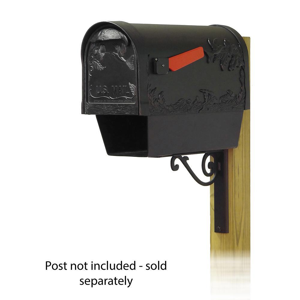 Hummingbird Curbside Mailbox with Newspaper tube and Baldwin front single mailbox mounting bracket. Picture 1