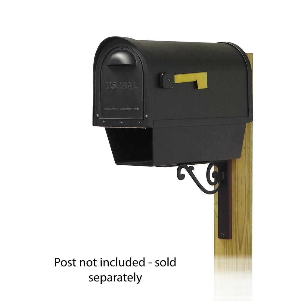 Classic Curbside Mailbox with Newspaper tube and Baldwin front single mailbox mounting bracket. Picture 1